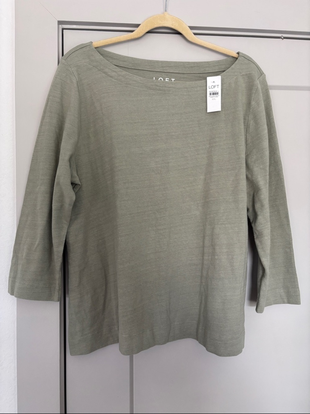 LOFT Olive Green Boatneck 3/4 Sleeve Knit Top